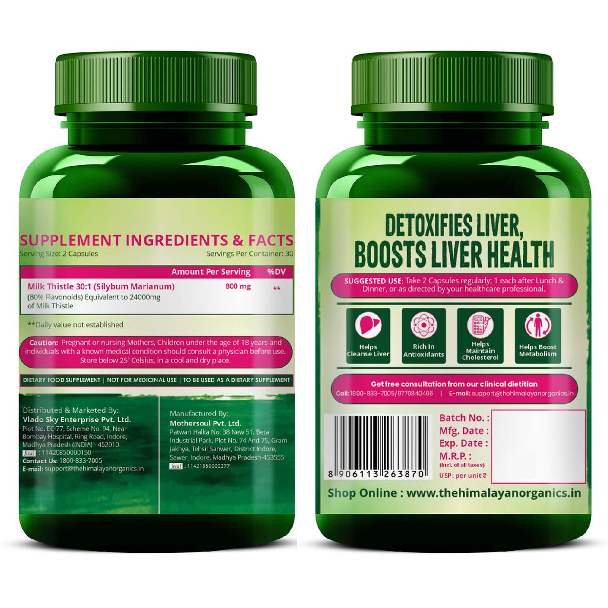 Himalayan Organics, Milk Thistle Extract, 800mg 