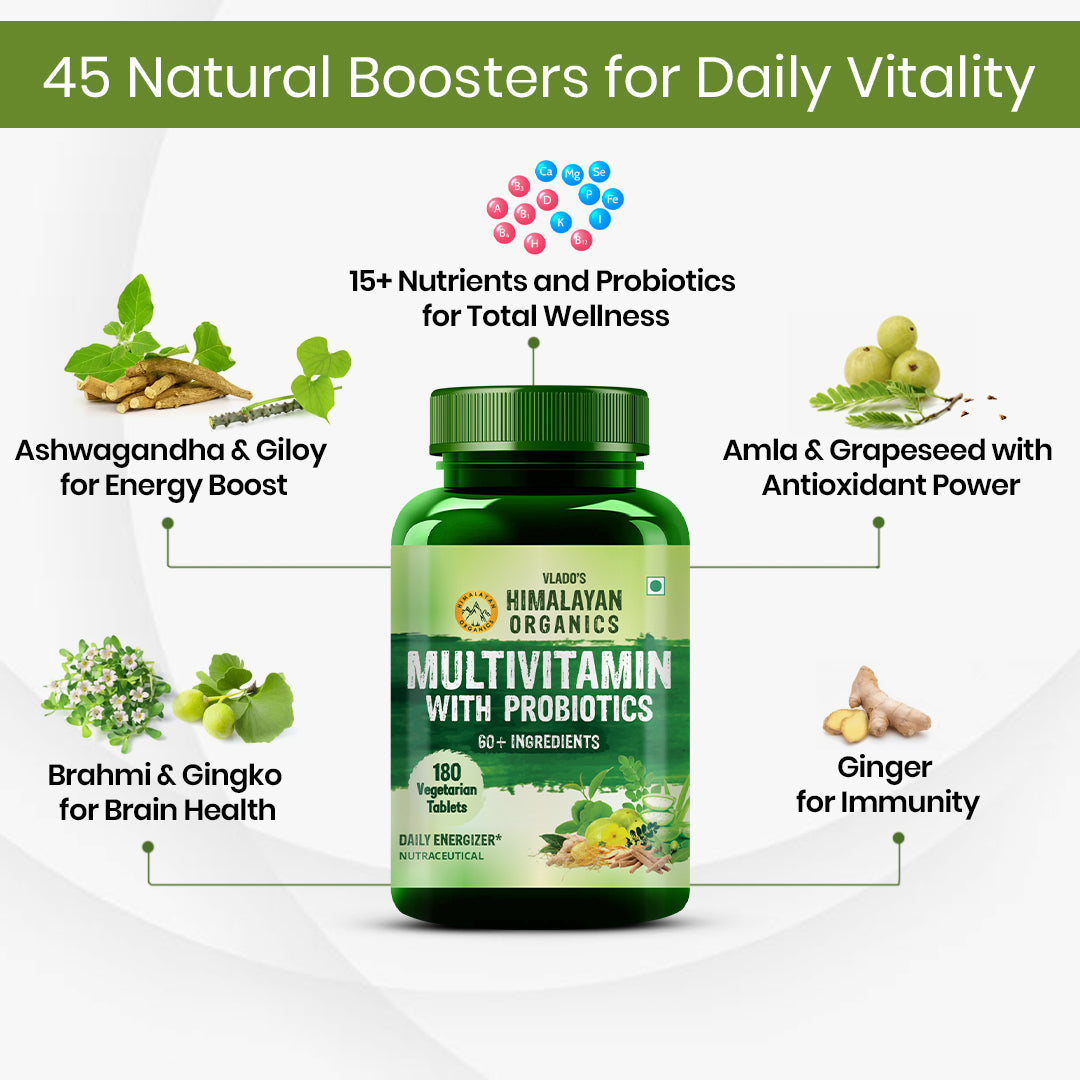 Himalayan Organics, Multivitamin with Probiotics, 60 Ingredients 