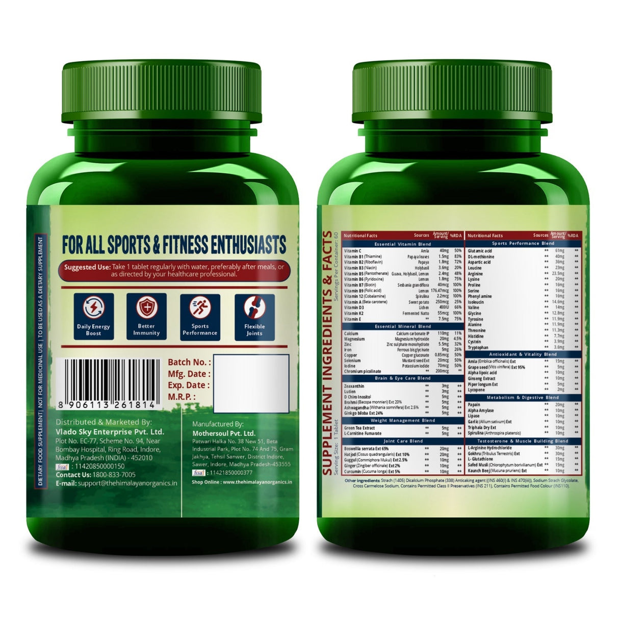 Himalayan Organics, Multivitamin Sports, 60+ Nutrients 