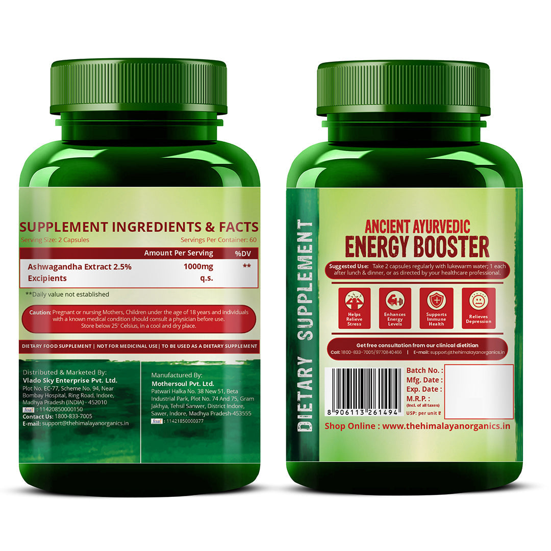 Himalayan Organics, Plant Based Ashwagandha, 1000mg 