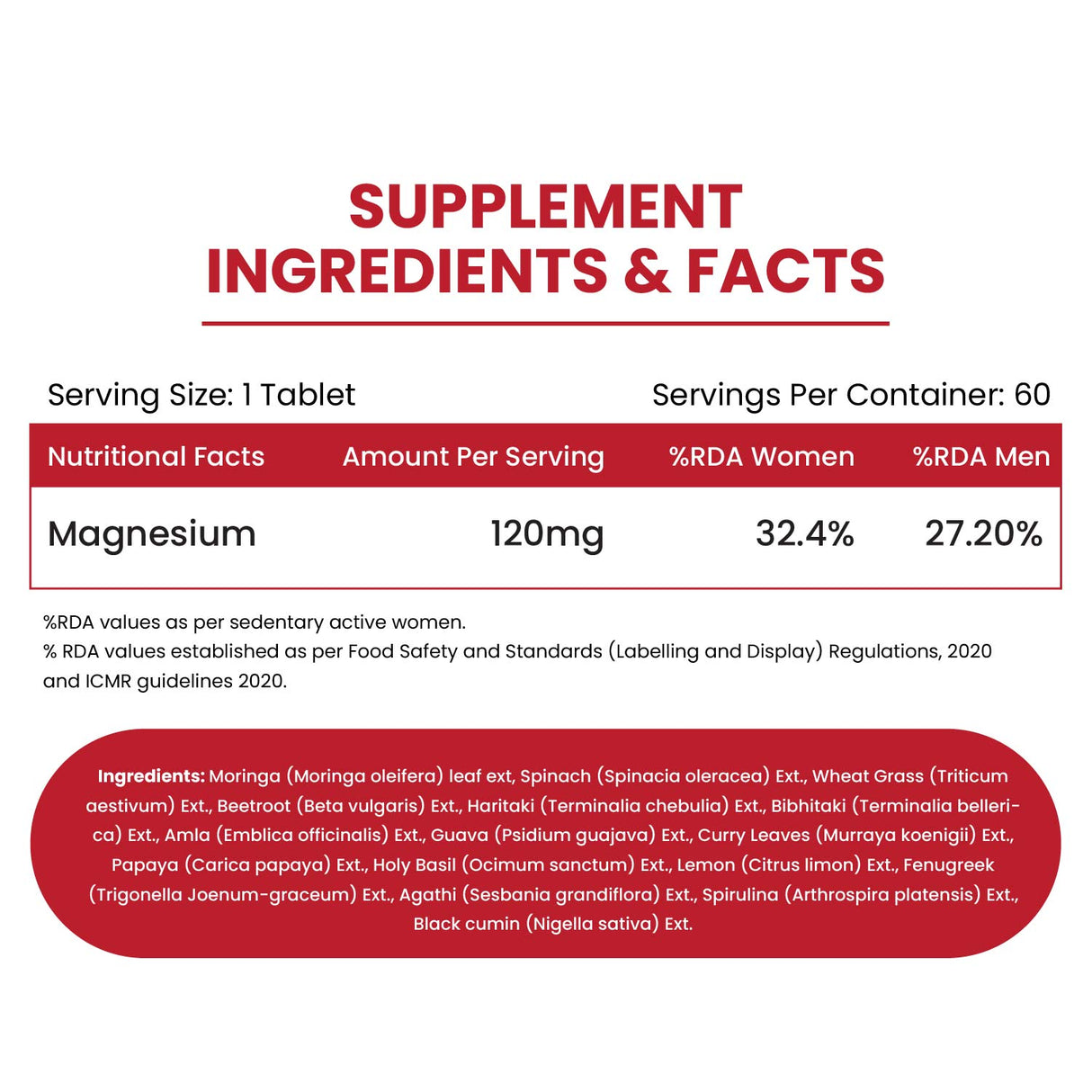Himalayan Organics, Plant Based Magnesium with Turmeric Spirulina Moringa, 1360mg 
