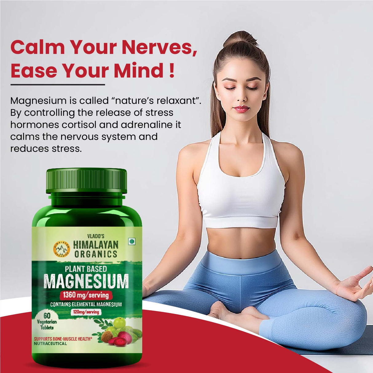 Himalayan Organics, Plant Based Magnesium with Turmeric Spirulina Moringa, 1360mg 