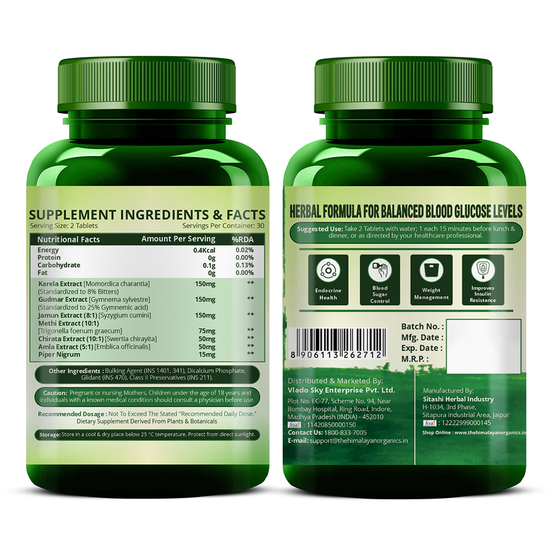 Himalayan Organics, Plant Based Gluco Balance with Jamun Amla Bittermelon 