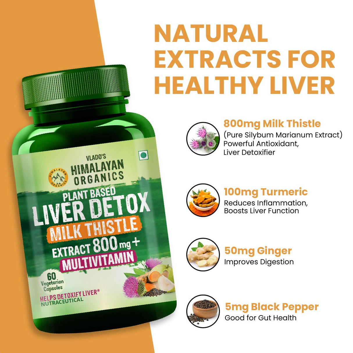 Himalayan Organics, Plant Based Liver Support with Milk Thistle, Turmeric, Beetroot 