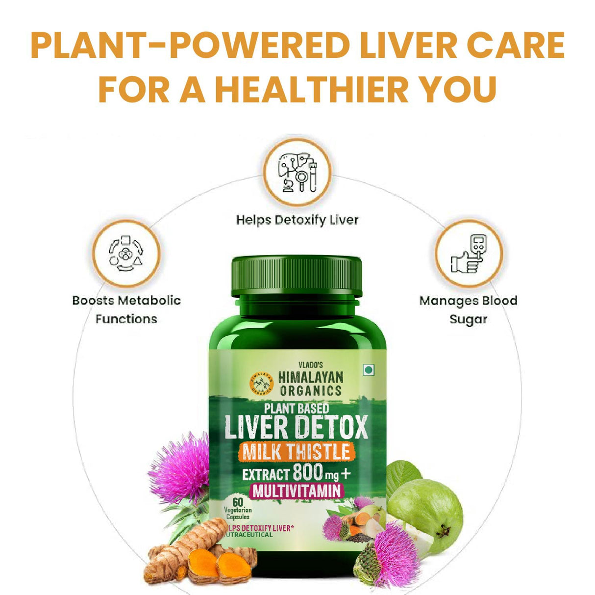 Himalayan Organics, Plant Based Liver Support with Milk Thistle, Turmeric, Beetroot 