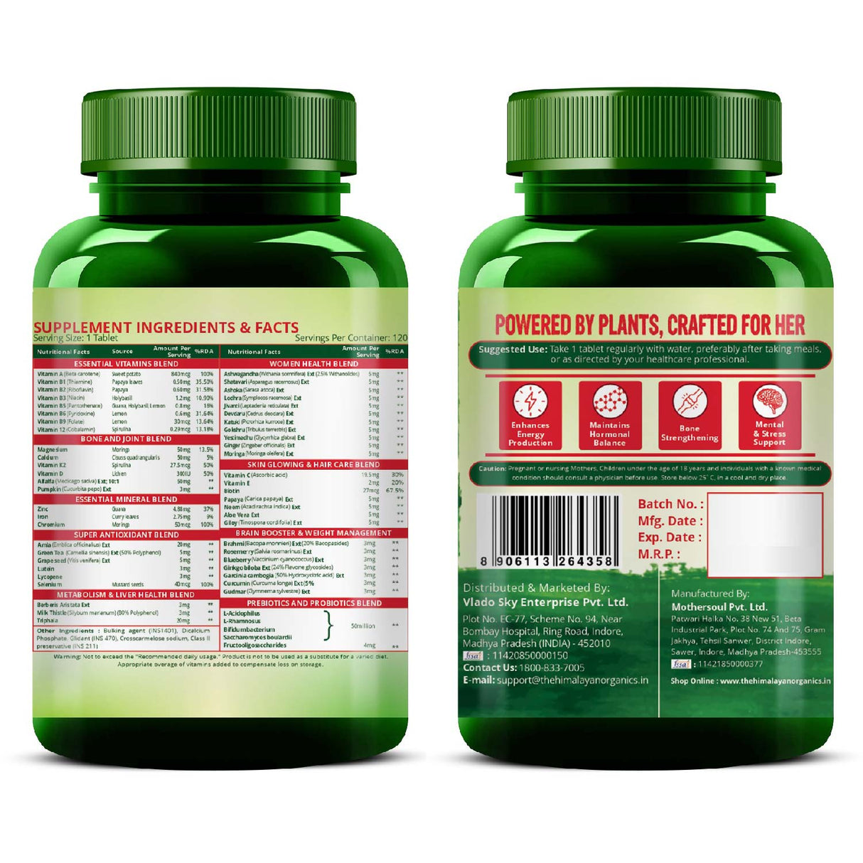 Himalayan Organics, Plant Based Multivitamin Women 45+ 