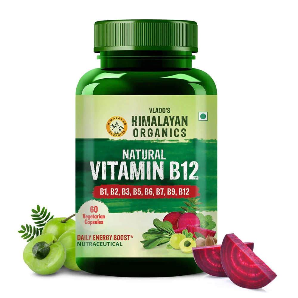 Vlado's Himalayan Organics, Vitamin B12 with B1 B2 B3 B5 B6 B7 B9 Moringa - 60 Veg Capsules