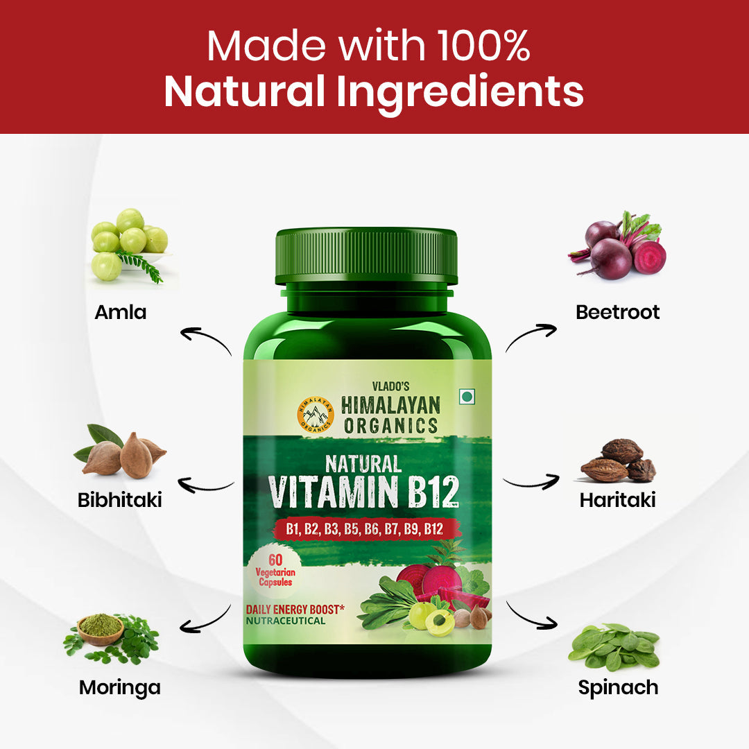 Himalayan Organics, Vitamin B12 with B1 B2 B3 B5 B6 B7 B9 Moringa 