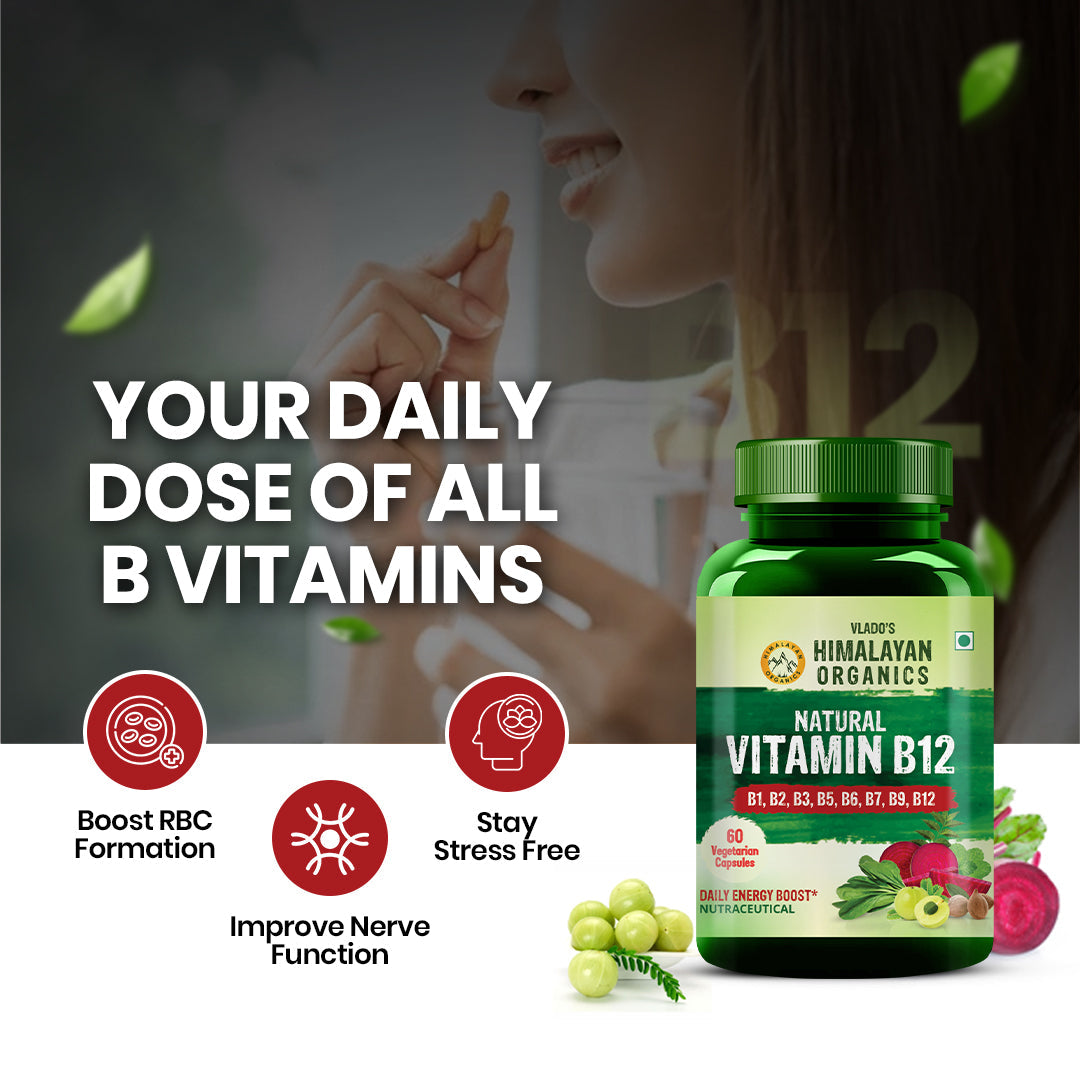 Himalayan Organics, Vitamin B12 with B1 B2 B3 B5 B6 B7 B9 Moringa 