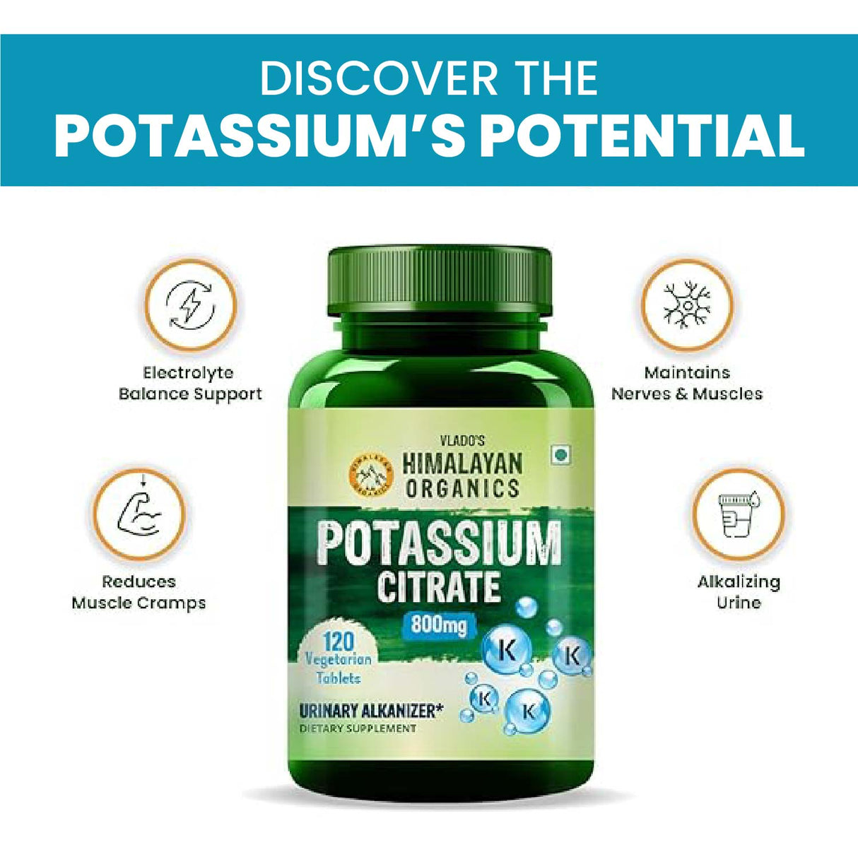Himalayan Organics, Potassium Citrate, 800mg 