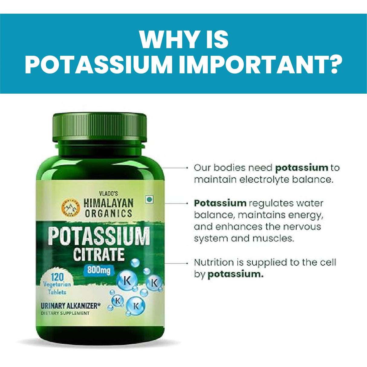 Himalayan Organics, Potassium Citrate, 800mg 