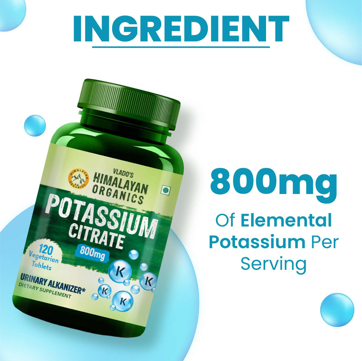Himalayan Organics, Potassium Citrate, 800mg 