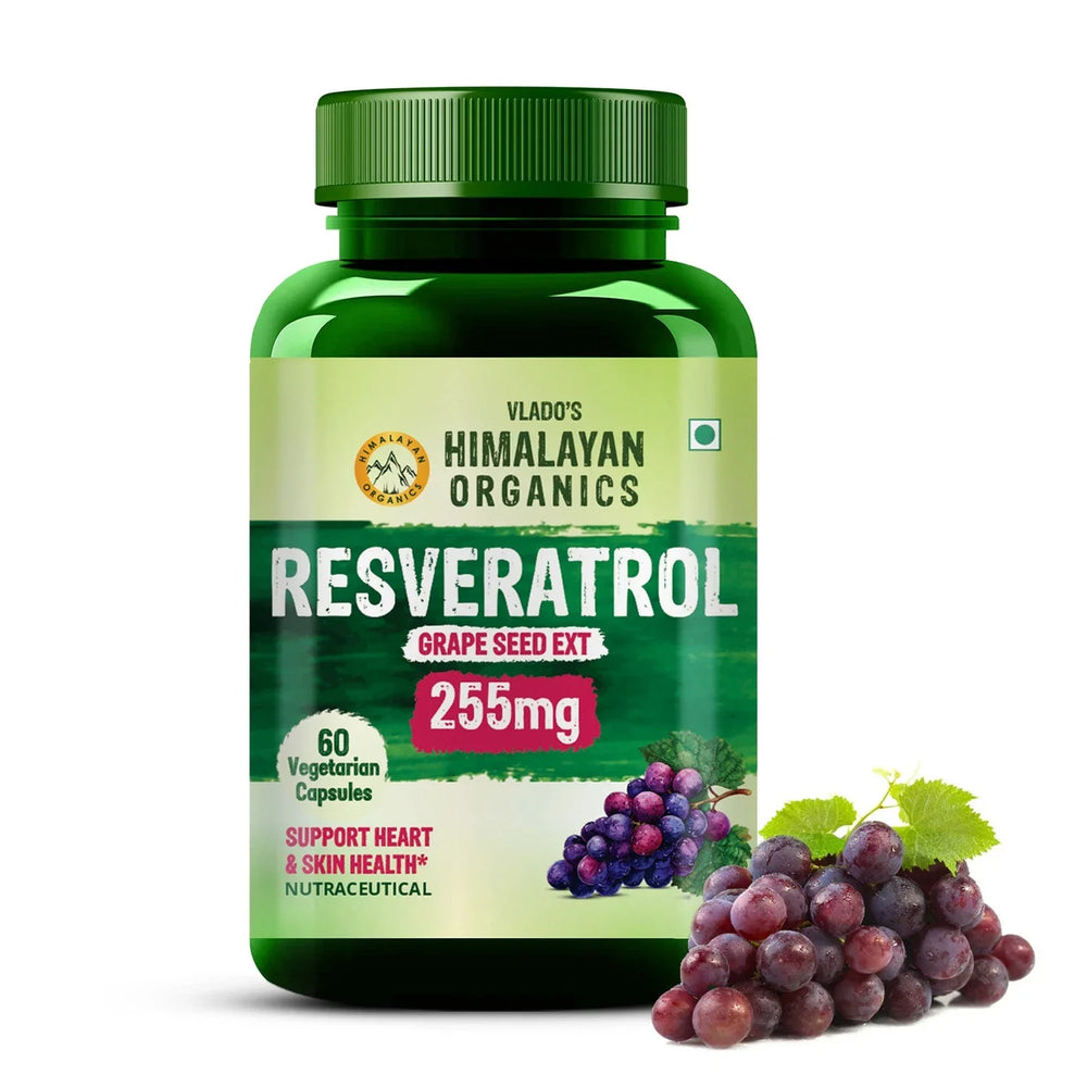 Vlado's Himalayan Organics, Resveratrol with Grape Seed Extract, 255mg - 60 Veg Capsules