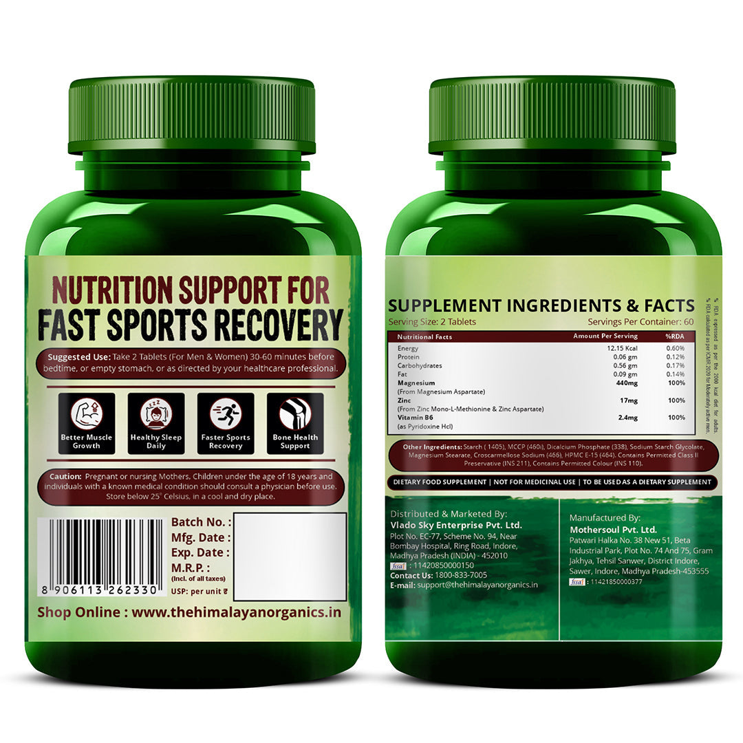 Himalayan Organics, ZMA Zinc Magnesium Vitamin B6 