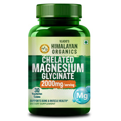 Vlado’s Himalayan Organics Magnesium Glycinate 2000mg | Sleep & Muscle Support | 30 Tabs