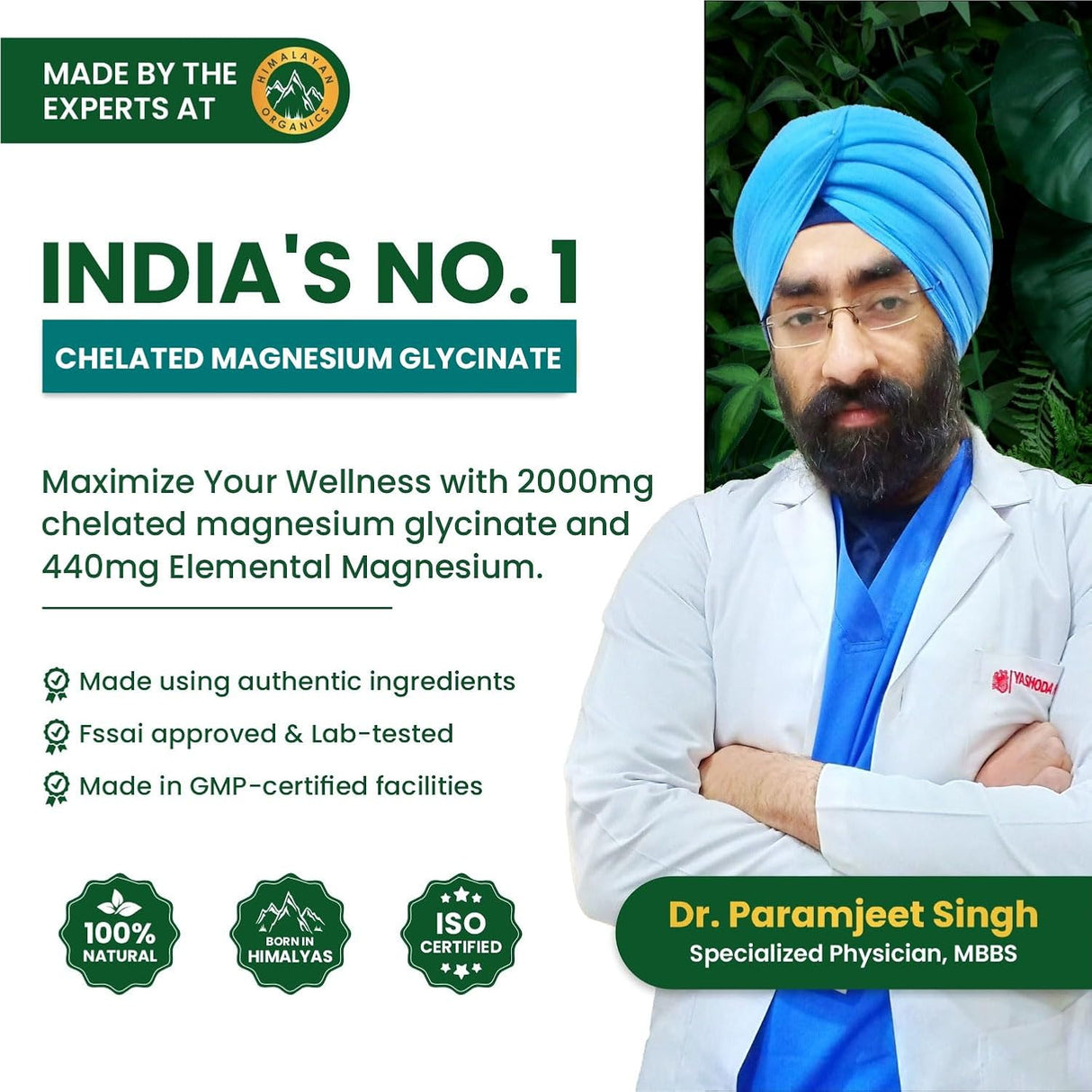 vlado’s himalayan organics magnesium glycinate 2000mg 