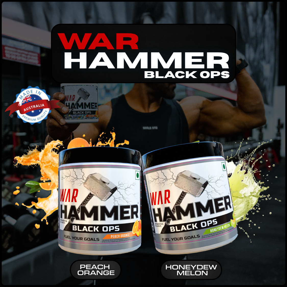 International Protein War Hammer Black Ops Pre-Workout Powder | L-Citrulline, Beta-Alanine, L-Tyrosine, L-Theanine & Caffeine | 80 Servings