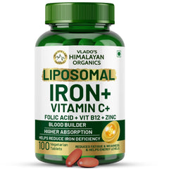Vlado's Himalayan Organics Liposomal Iron + Vitamin C Folic Acid, B12 & Zinc | 100 Veg Tablets