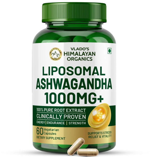 Vlado's Himalayan Organics Liposomal Ashwagandha 1000mg | Energy & Endurance | 60 Veg Capsules
