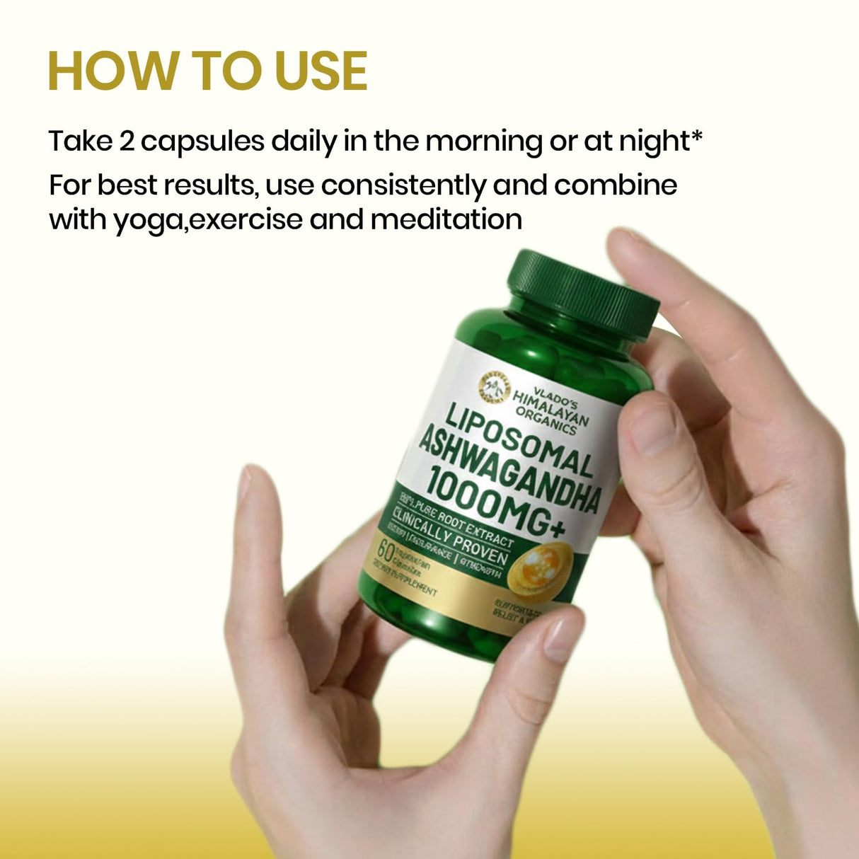 Vlado's Himalayan Organics Liposomal Ashwagandha 1000mg | Energy & Endurance | 60 Veg Capsules