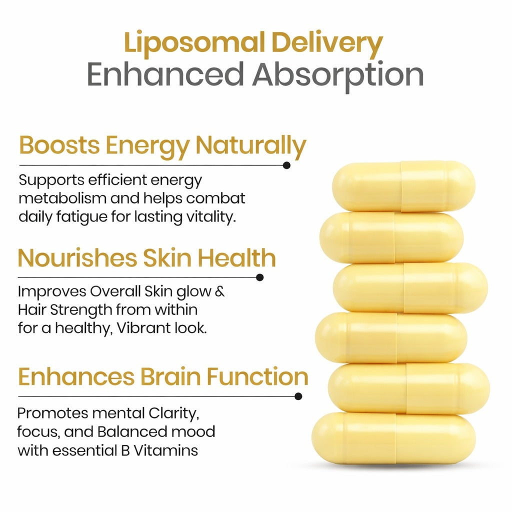 Vlado's Himalayan Organics Liposomal B-Complex | 100% RDA B1 | B12 for Energy | 60 Veg Capsules