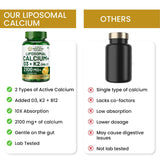 Vlado's Himalayan Organics Liposomal Calcium D3+K2 2100mg | Vitamin D3, K2 & B12 | 60 Veg Tablets