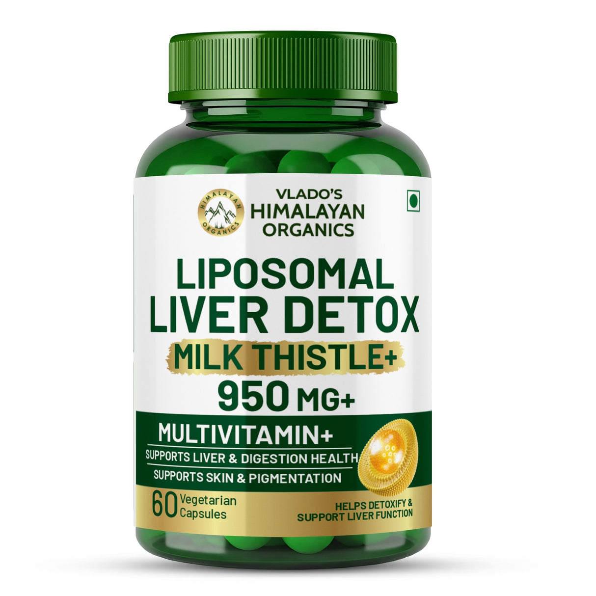 Vlado's Himalayan Organics Liposomal Liver Detox 950mg | Milk Thistle & Curcumin | 60 Veg Capsules