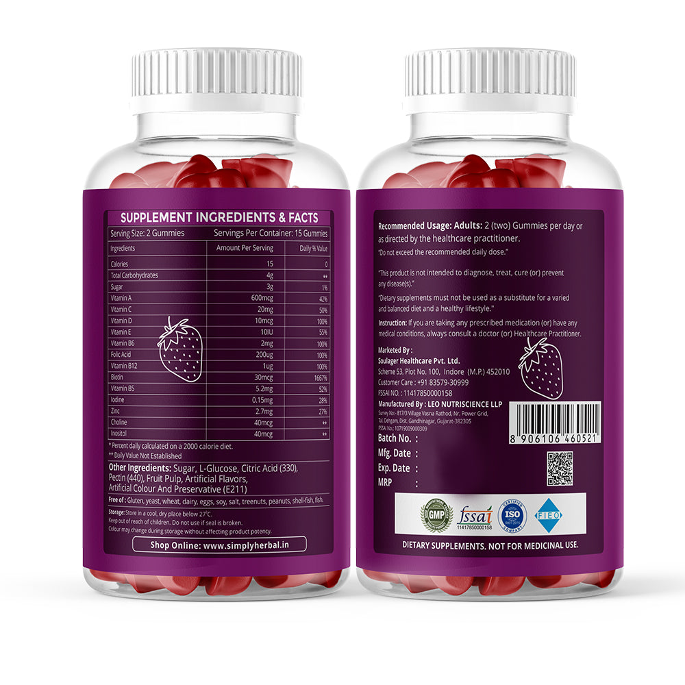 Simply Herbal Biotin Gummies | Keratin & Multivitamins | 30 Gummies