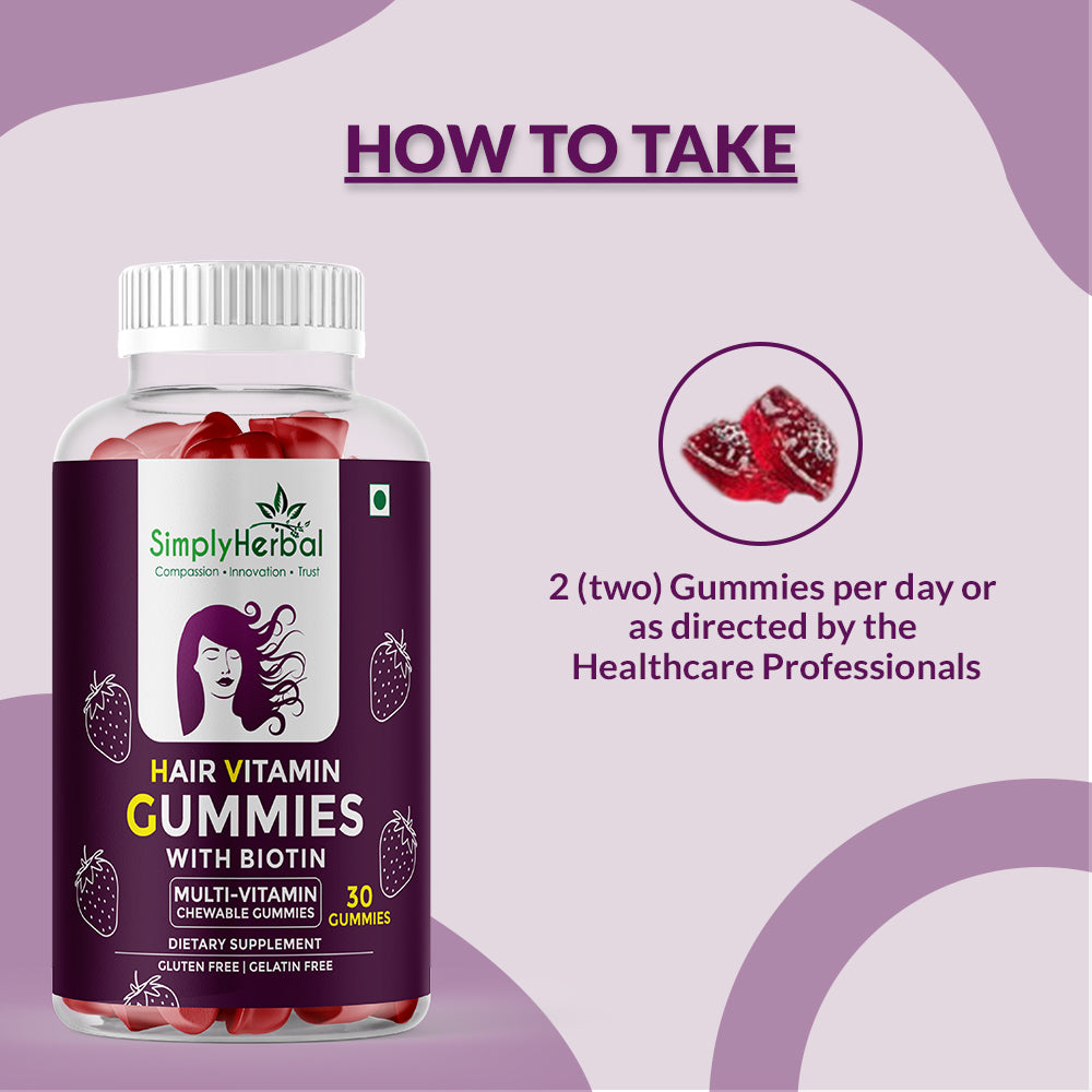 Simply Herbal Biotin Gummies | Keratin & Multivitamins | 30 Gummies