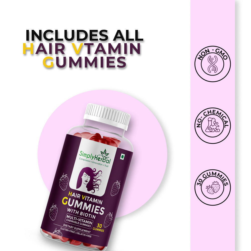 Simply Herbal Biotin Gummies | Keratin & Multivitamins | 30 Gummies