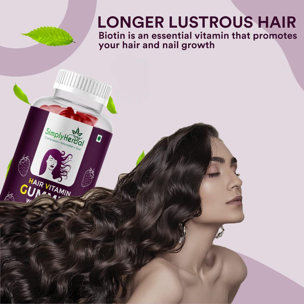 Simply Herbal Biotin Gummies | Keratin & Multivitamins | 30 Gummies