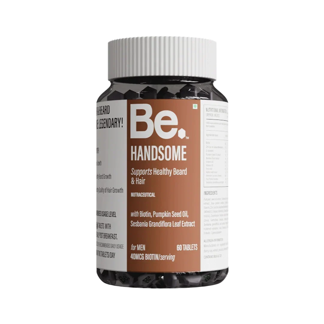 BE Wellness Handsome Biotin | Pumpkin Seed Oil, Sesbania Extract, Zinc & B Vitamins | 60 Veg Capsules