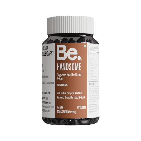 BE Wellness Handsome Biotin | Pumpkin Seed Oil, Sesbania Extract, Zinc & B Vitamins | 60 Veg Capsules