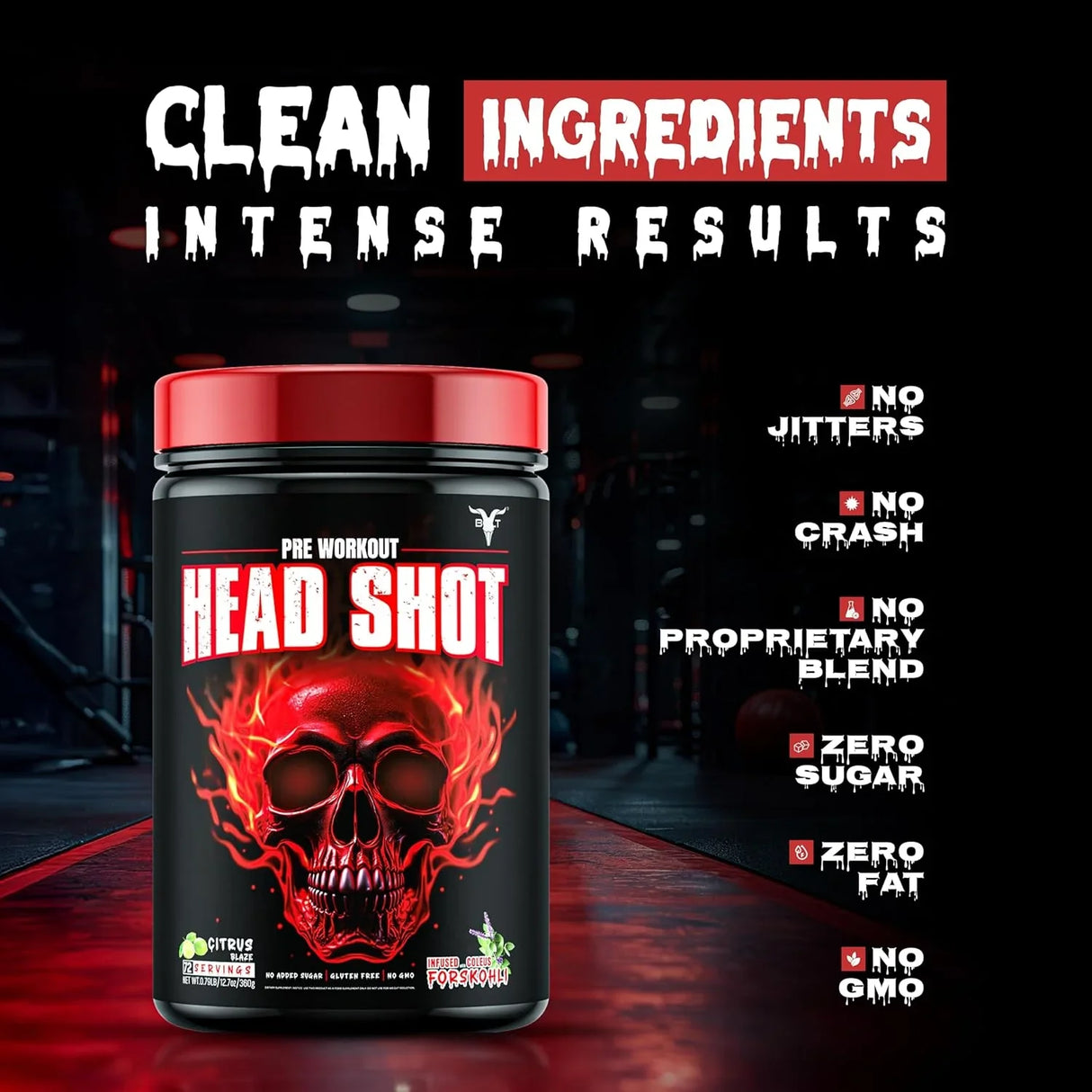 Bolt Nutrition Head Shot Pre-Workout 360g, 72 Servings