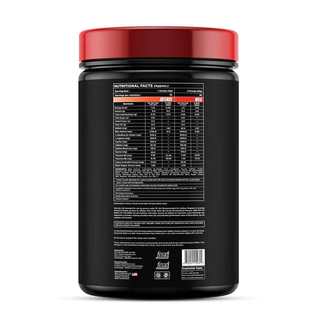Bolt Nutrition Head Shot Pre-Workout 360g, 72 Servings