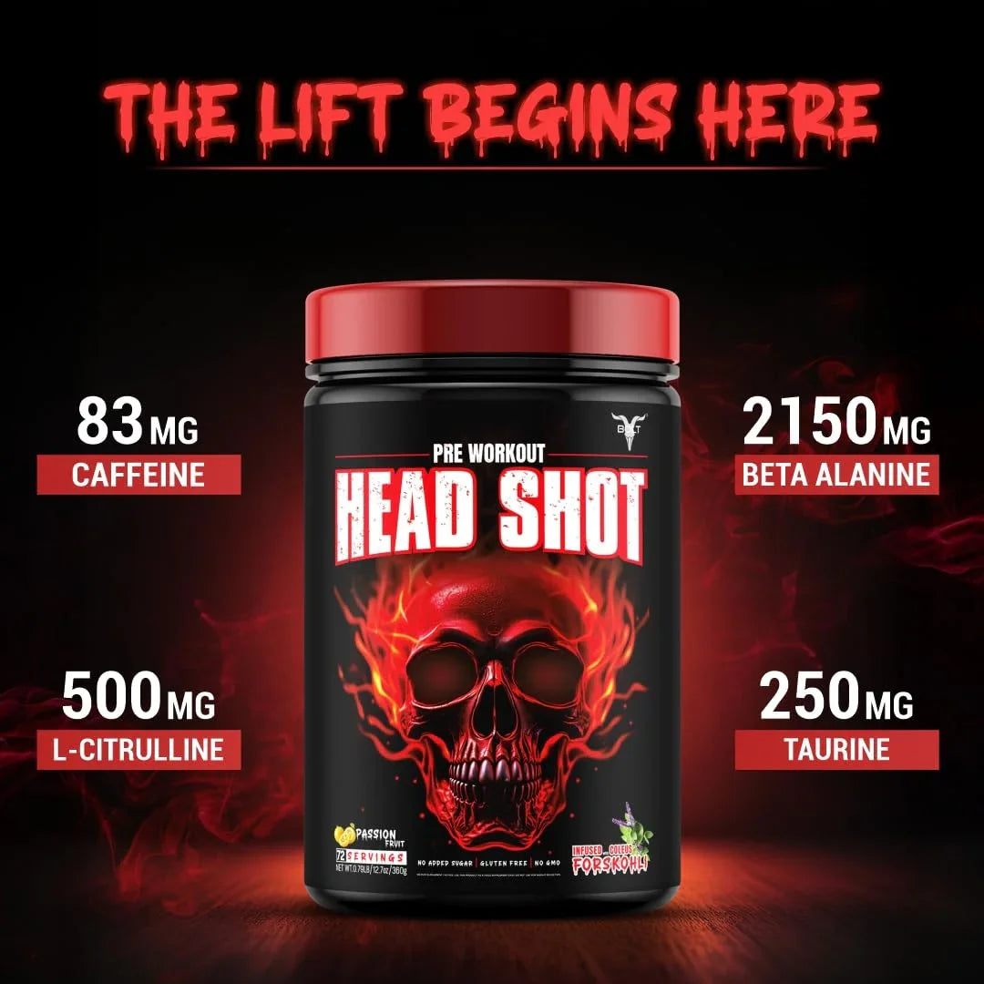 Bolt Nutrition Head Shot Pre-Workout 360g, 72 Servings