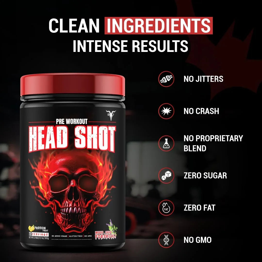 Bolt Nutrition Head Shot Pre-Workout 360g, 72 Servings