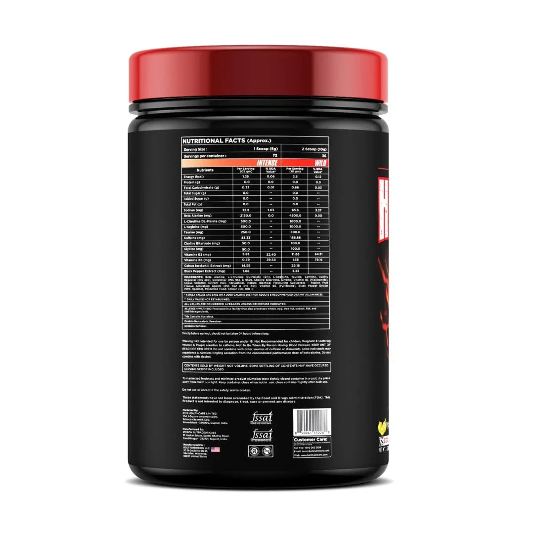 Bolt Nutrition Head Shot Pre-Workout 360g, 72 Servings