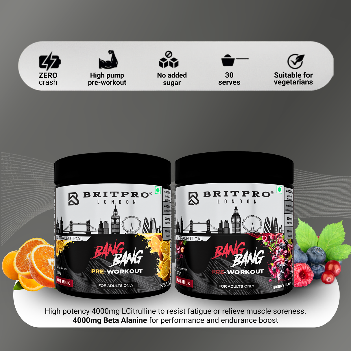 BRITPRO London BANG BANG Pre-WKT 300G - 30 Servings
