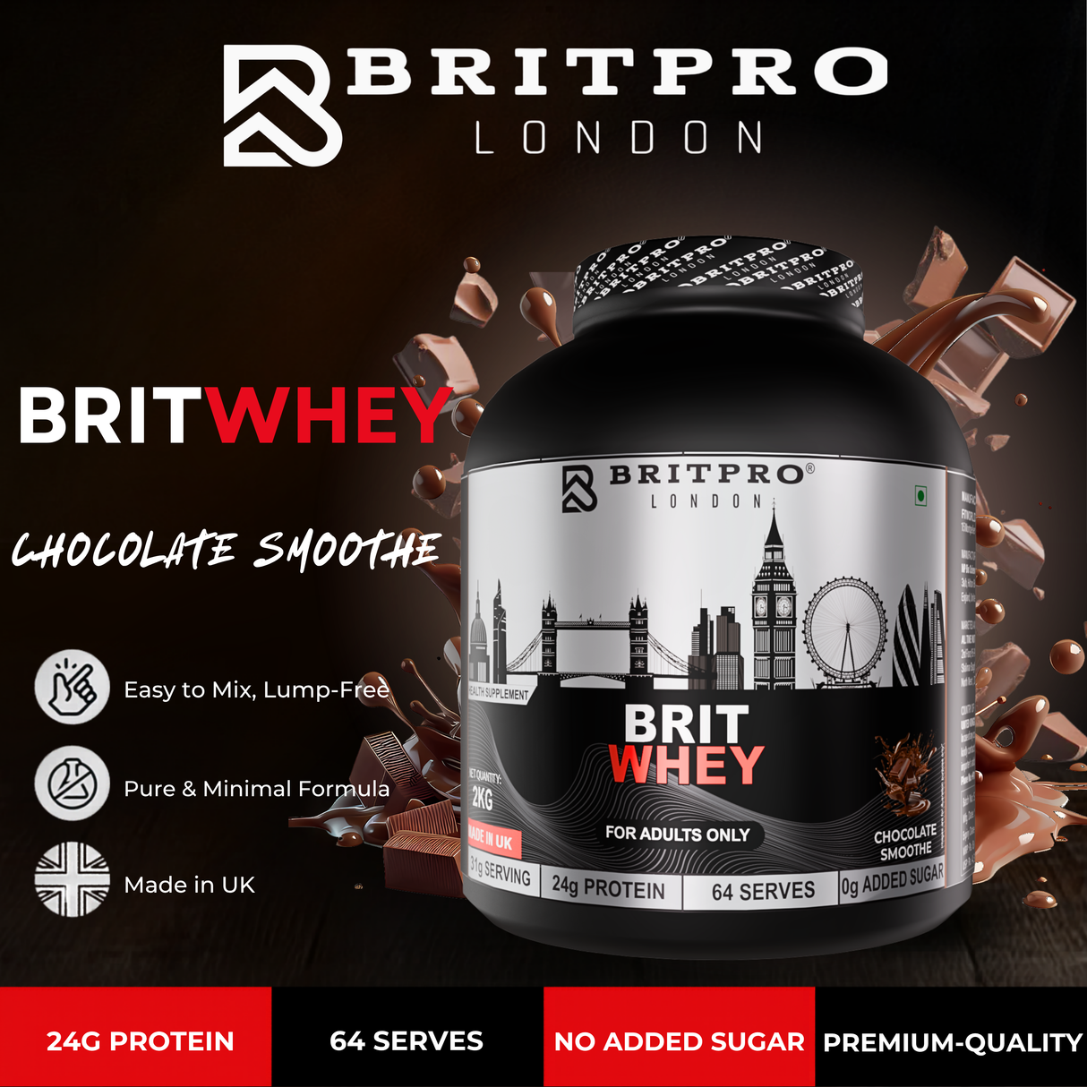 BRITPRO London BRIT Whey 2KG - 64 Servings