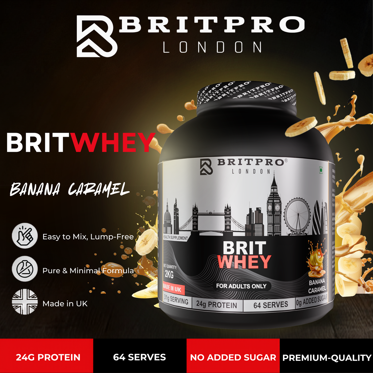 BRITPRO London BRIT Whey 2KG - 64 Servings