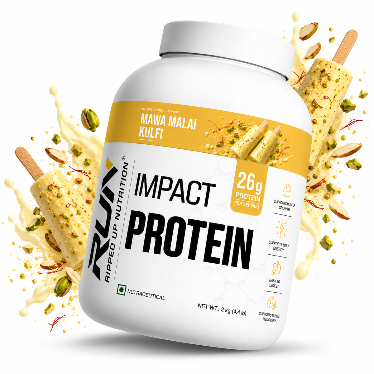 Ripped Up Nutrition Impact Protein Powder | Fermented Yeast & Soy Protein Isolate | 2.5kg | 50 Servings