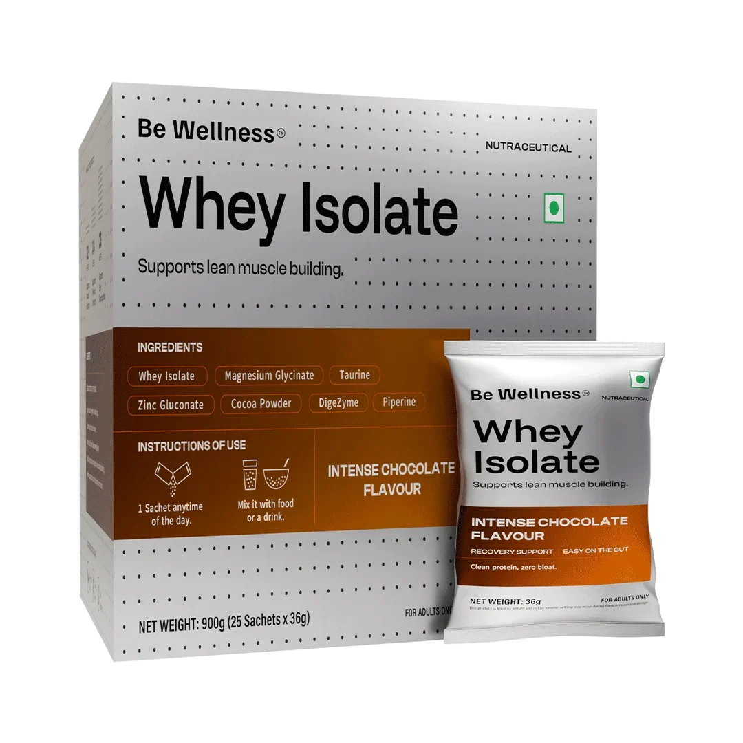 BE Wellness Whey Protein Isolate | Intense Chocolate | Arla Whey Protein Isolate | 900g (25 Servings)