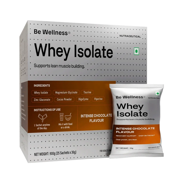 BE Wellness Whey Protein Isolate | Intense Chocolate | Arla Whey Protein Isolate | 900g (25 Servings)