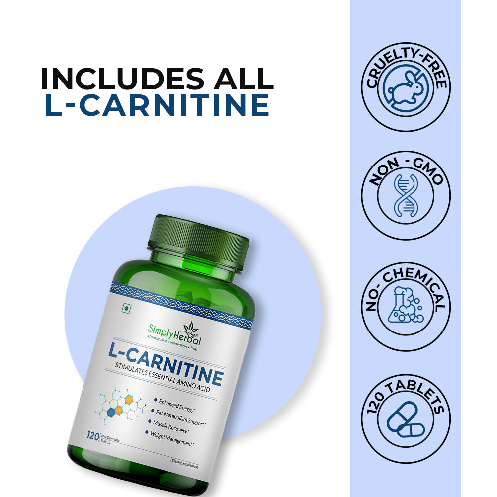 Simply Herbal L-Carnitine Formula 500mg | 120 Tablets