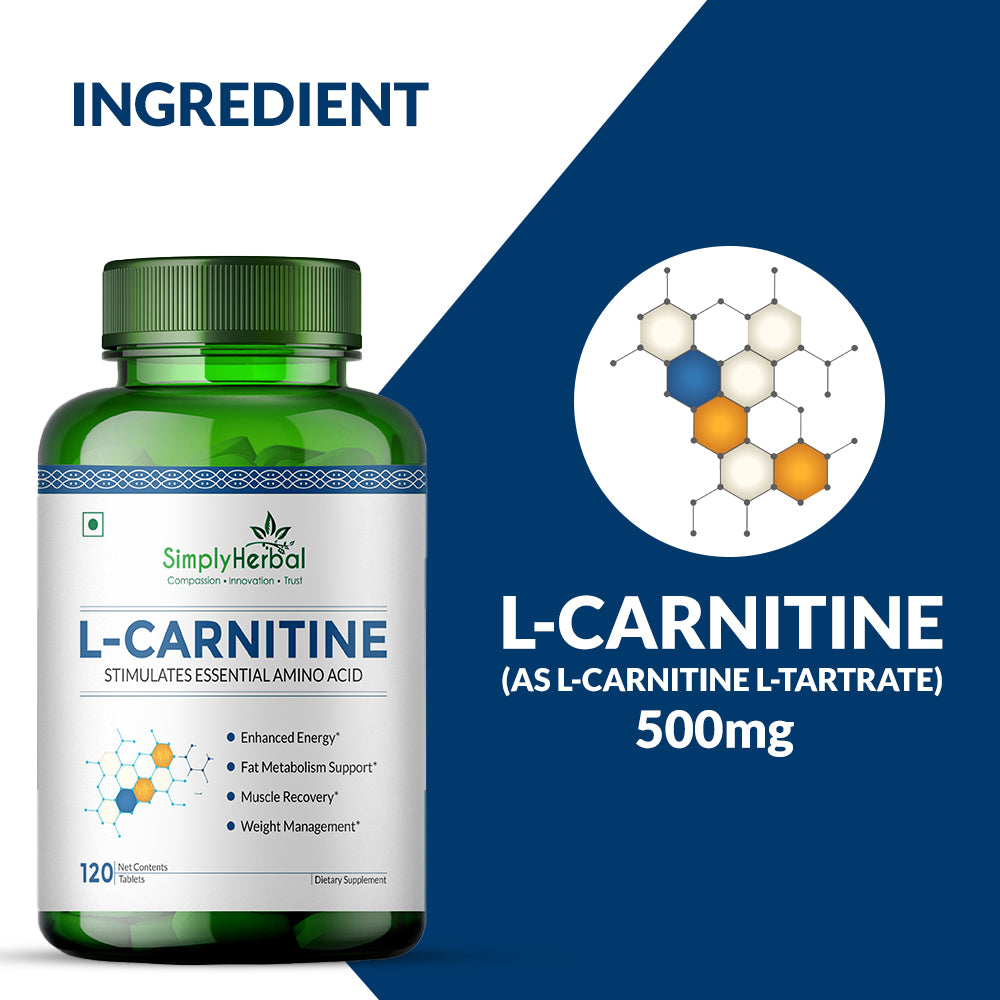 Simply Herbal L-Carnitine Formula 500mg | 120 Tablets