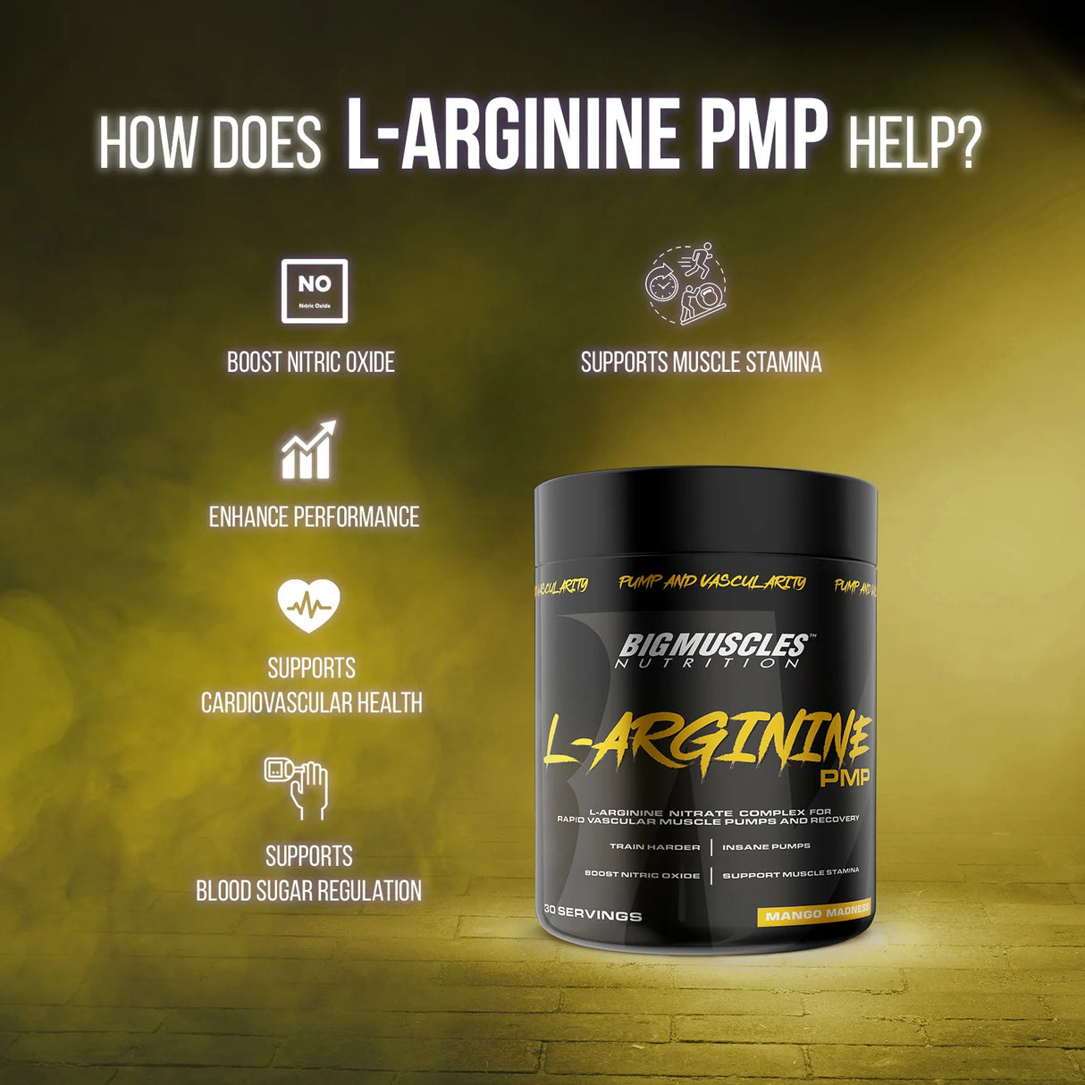Big Muscles Nutrition L-Arginine PMP Powder , 30 Servings
