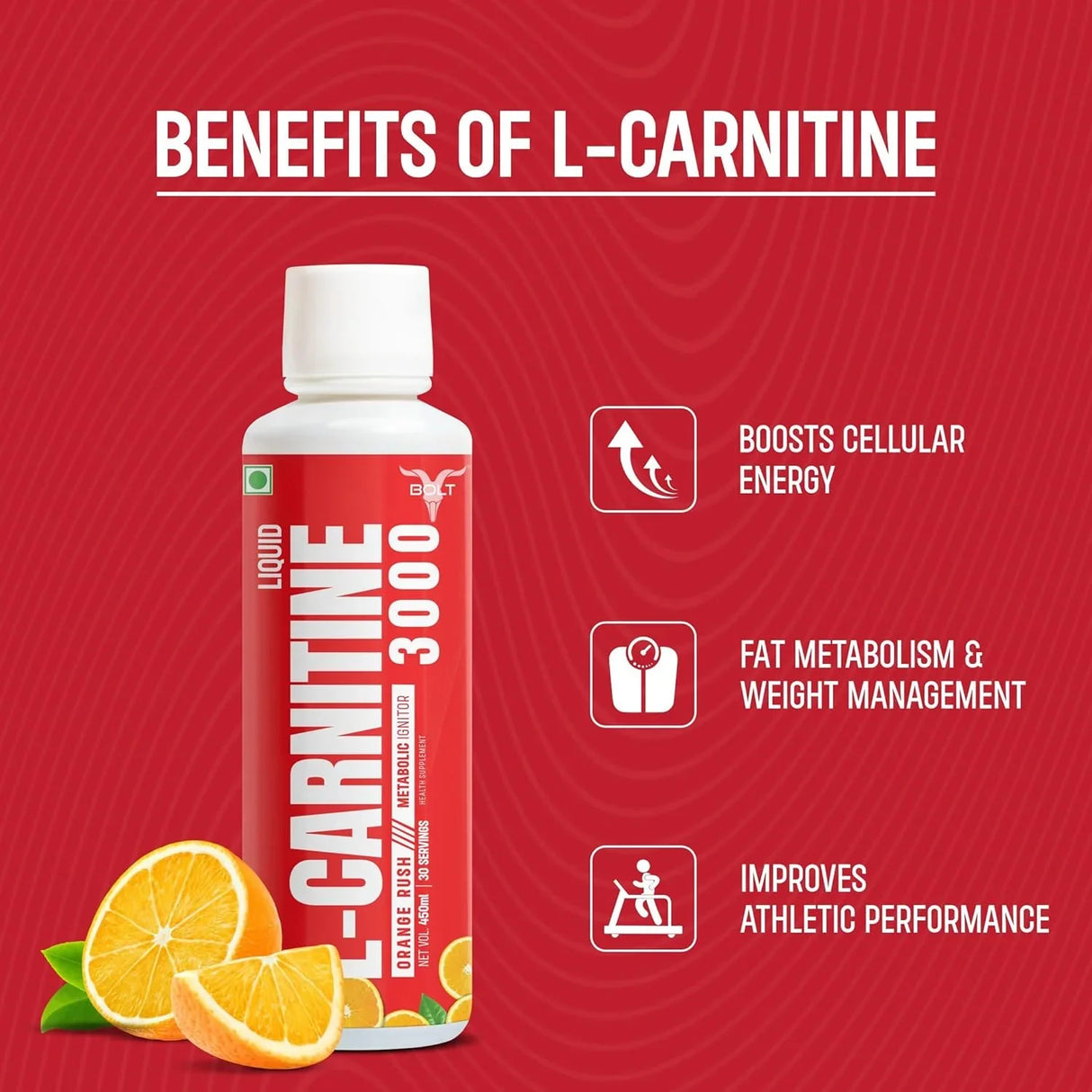 Bolt Nutrition L-Carnitine Liquid 3000 mg Orange Rush