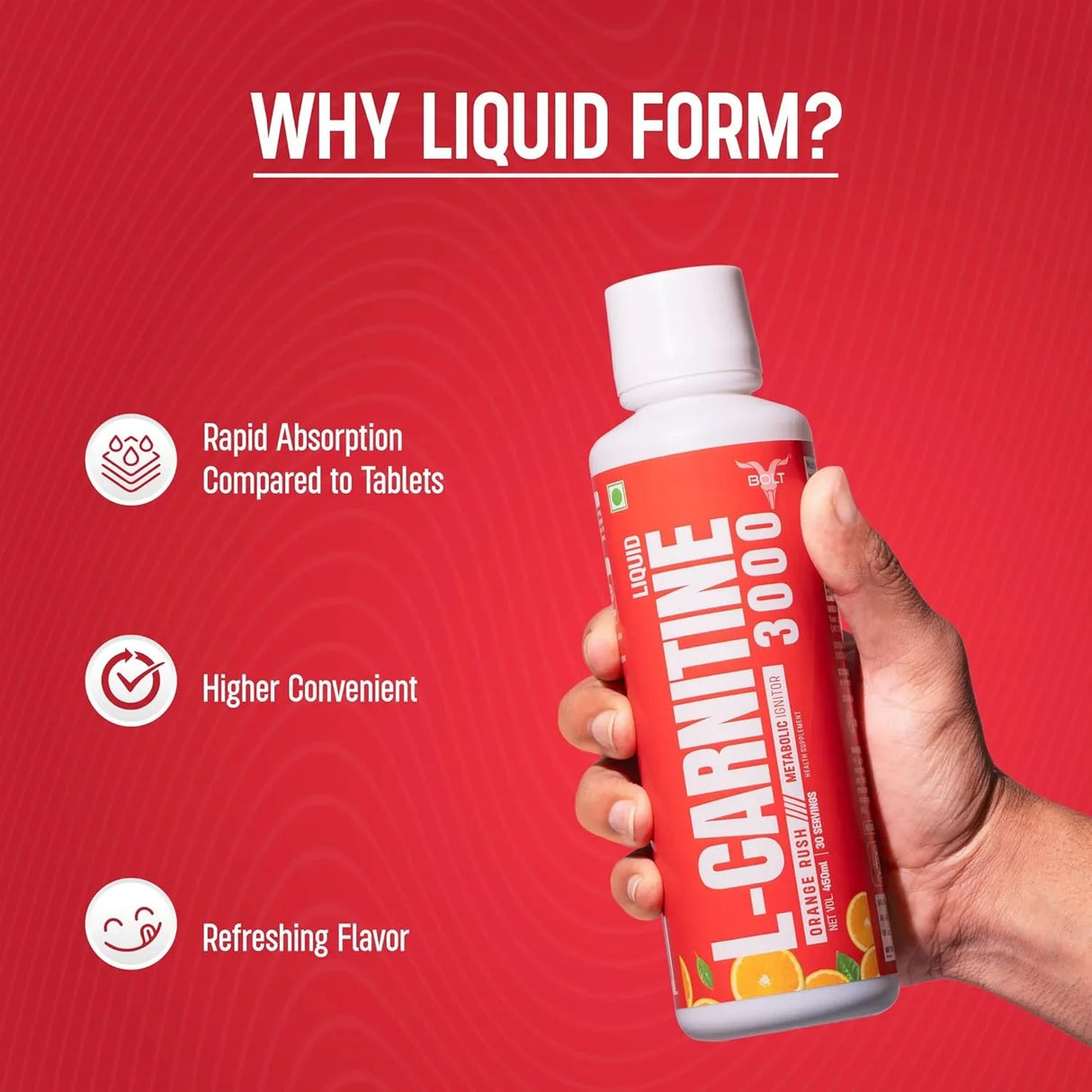 Bolt Nutrition L-Carnitine Liquid 3000 mg Orange Rush