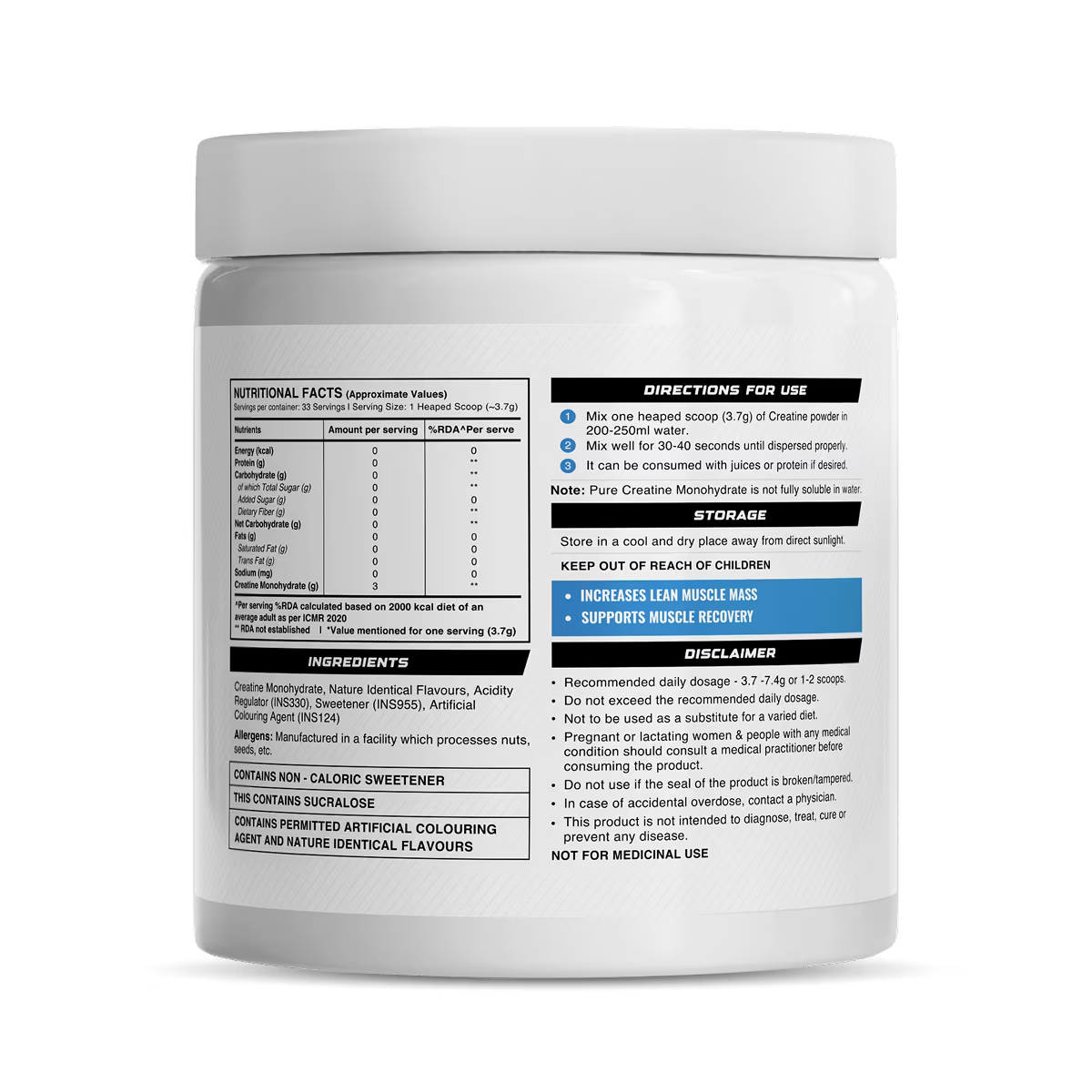 Wellcore Micronised Creatine Monohydrate, 122g